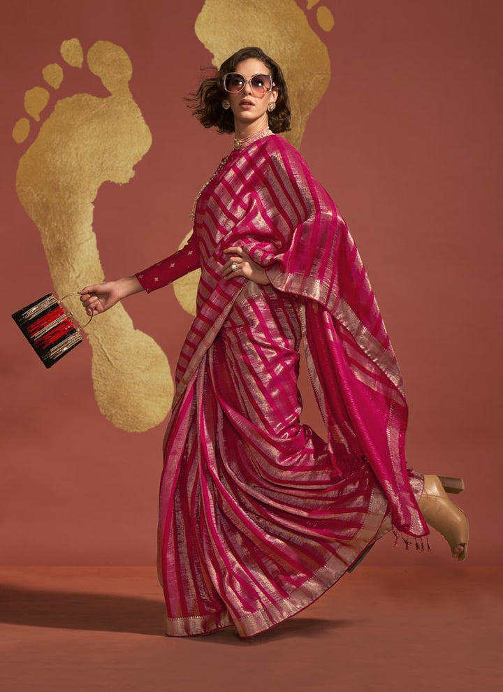 Lassya Fashion Rani Pink Elegant Pure Viscose Handloom Saree