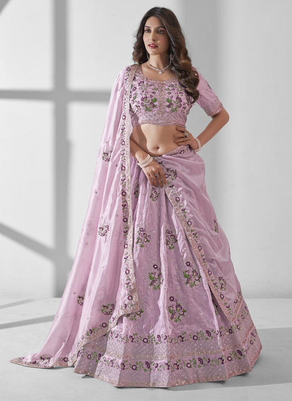 Lassya Fashion Lavender Engagement Lehenga with Sequence and Multi Embroidery