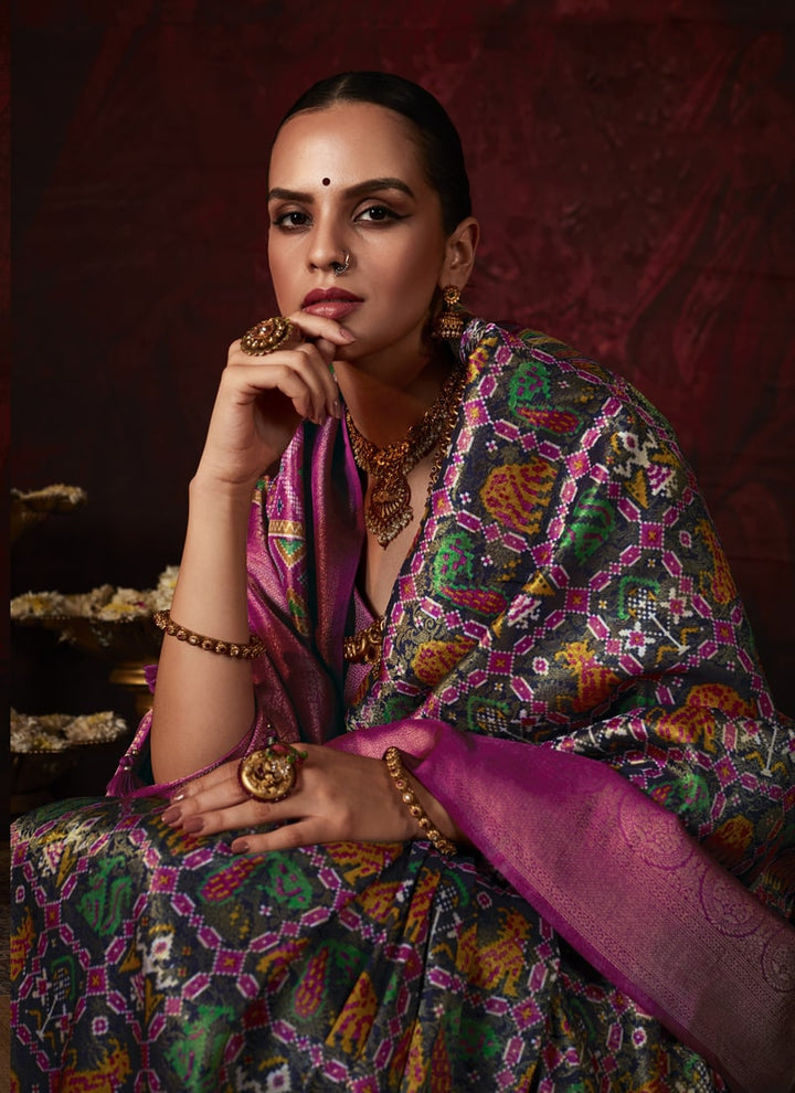 Lassya Fashion Purple Soft Silk Saree with Stunning Digital Prints