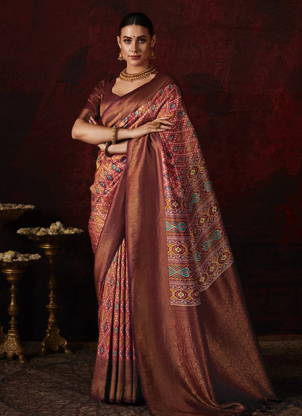 Lassya Fashion Brown Soft Silk Saree with Stunning Digital Prints