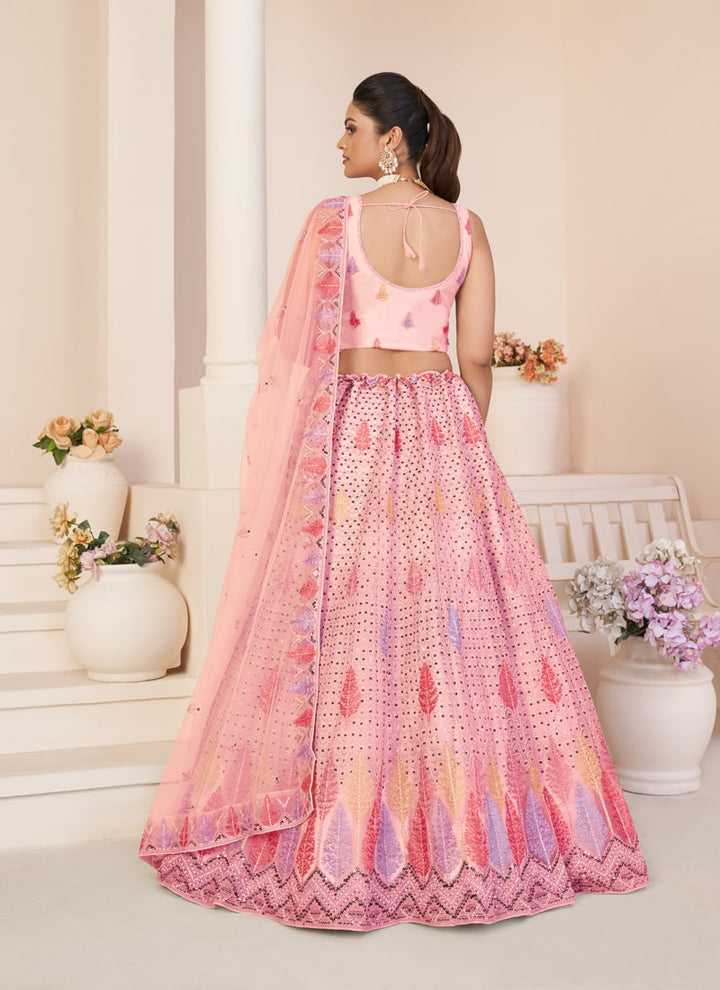 Lassya Fahion Blush Pink Net Wedding Lehenga Set for Effortless Elegance