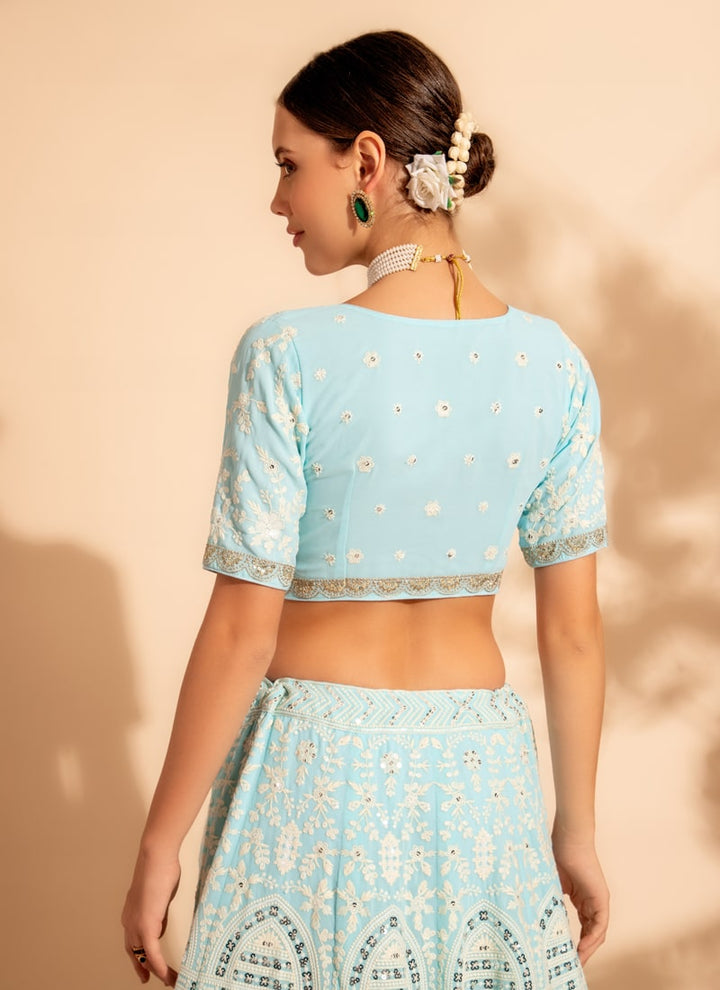 Lassya Fahion Sky Blue Luxe Enchantment Lehenga with Premium Thread and Sequin Work