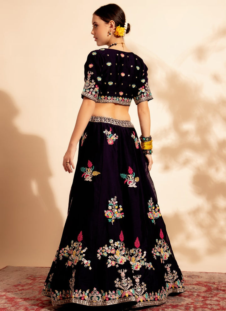 Lassya Fahion Dark Purple Luxe Enchantment Lehenga with Premium Thread and Sequin Work