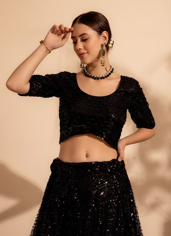 Lassya Fahion Black Luxe Enchantment Lehenga with Premium Thread and Sequin Work