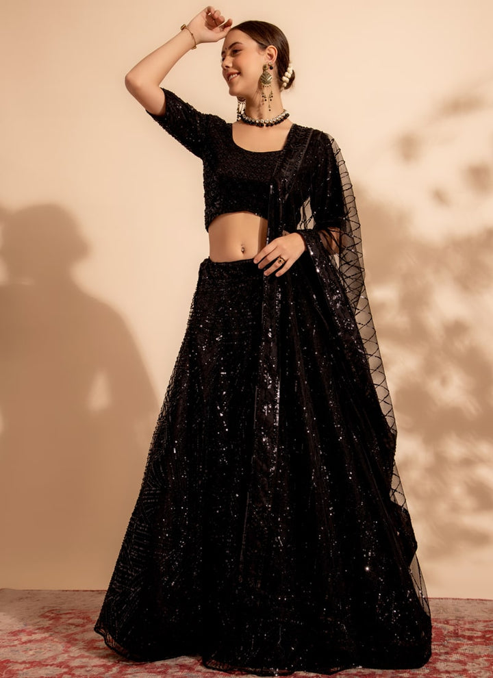 Lassya Fahion Black Luxe Enchantment Lehenga with Premium Thread and Sequin Work