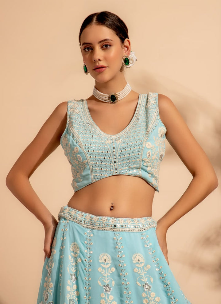 Lassya Fahion Sky Blue 2 Luxe Enchantment Lehenga with Premium Thread and Sequin Work