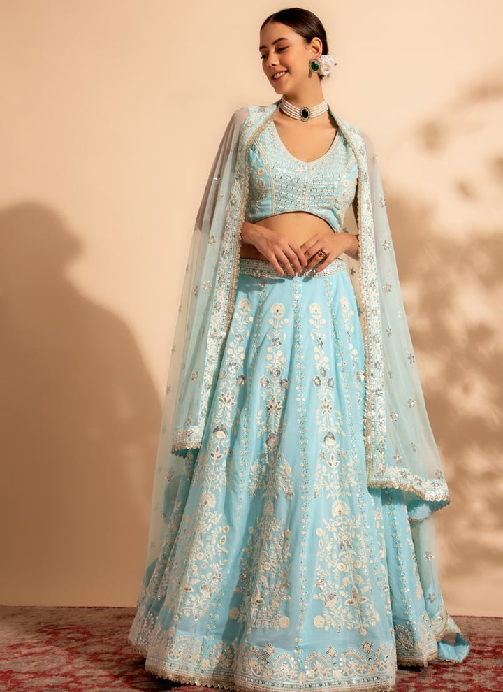 Lassya Fahion Sky Blue 2 Luxe Enchantment Lehenga with Premium Thread and Sequin Work