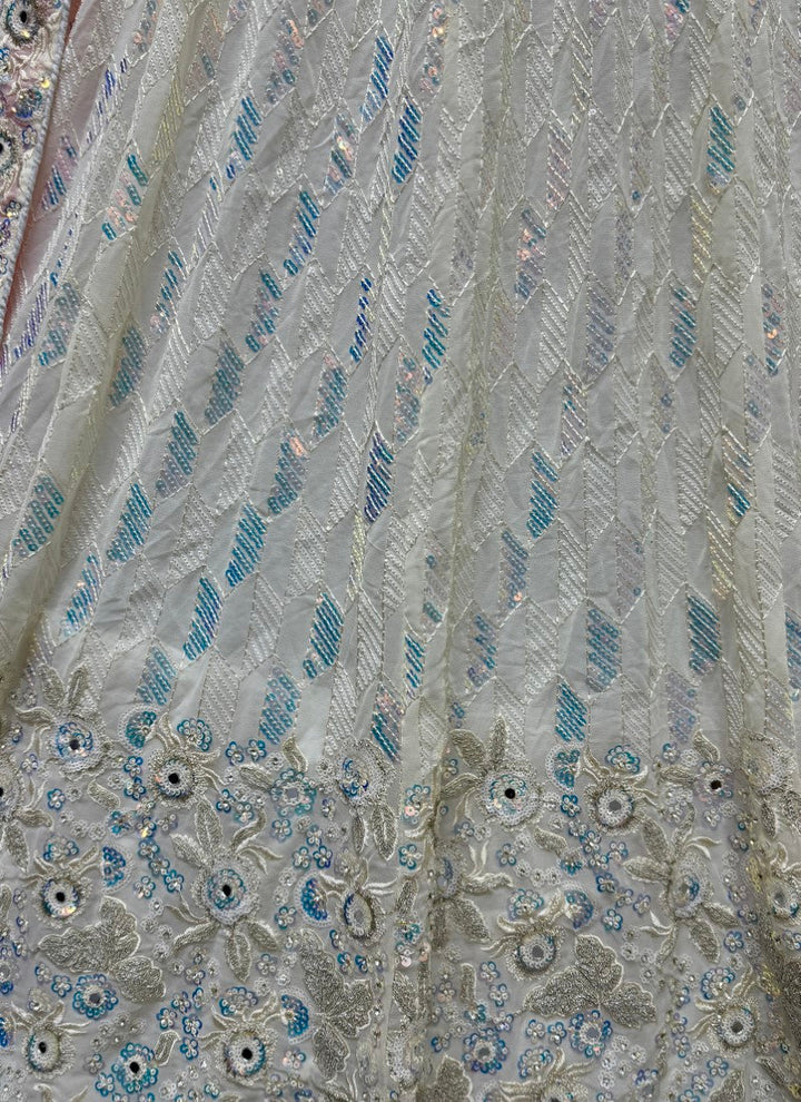 Lassya Fahion White Exquisite Georgette Lehenga with Shimmering Embroidery