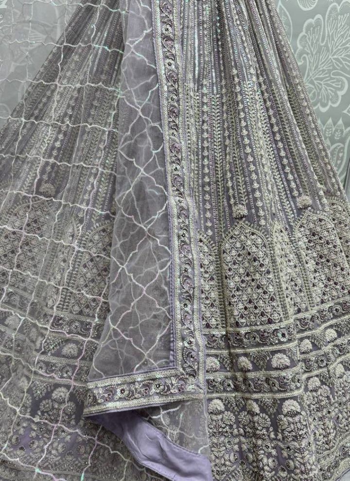 Lassya Fahion Lavender Heavy Net Lehenga Set with Exquisite Embellishments