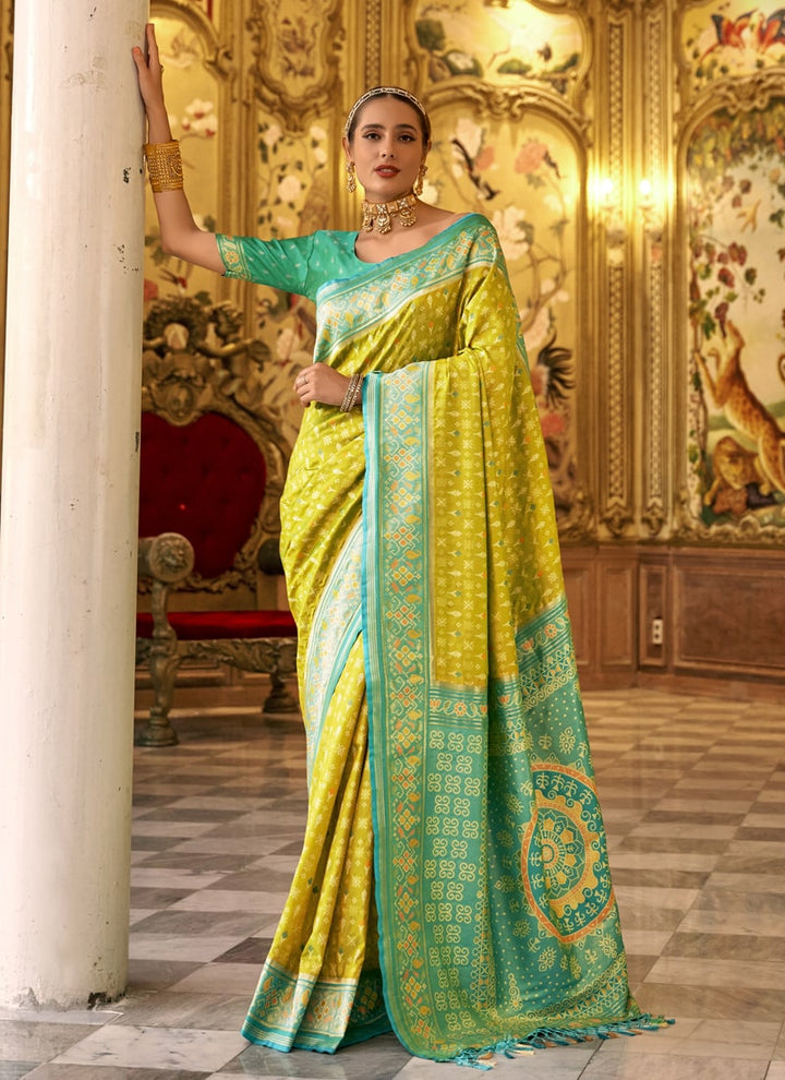 lassya Fashion Yellow 2 Banarasi Silk Weaving Saree with Elegant Contrast Borde