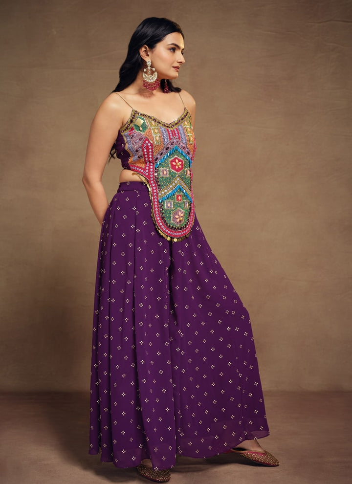 lassya Fashion Blue Berry Thread Bead and Handwork Indo-Western Dress Set