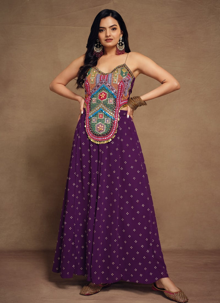 lassya Fashion Blue Berry Thread Bead and Handwork Indo-Western Dress Set