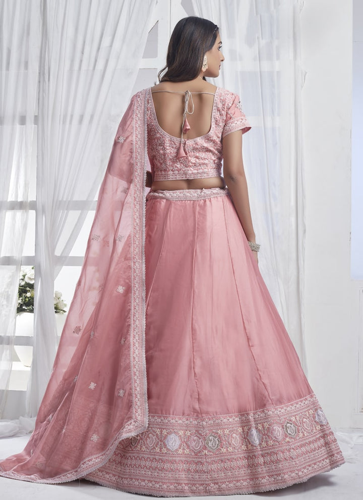 lassya Fashion Pink Sequin and Multi Embroidery Designer Lehenga