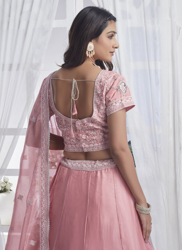 lassya Fashion Pink Sequin and Multi Embroidery Designer Lehenga