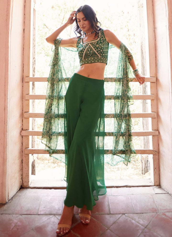 Olive Green Elegant Wedding Lehenga Set with Dupatta