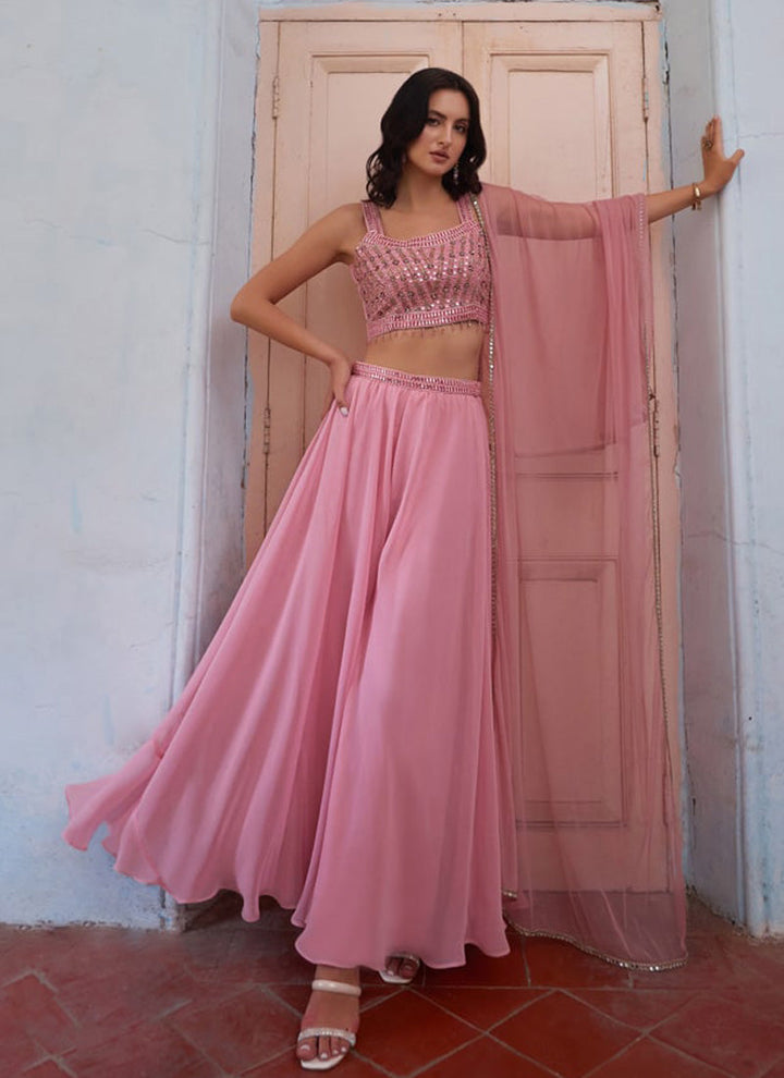 Baby Pink Elegant Wedding Lehenga Set with Dupatta