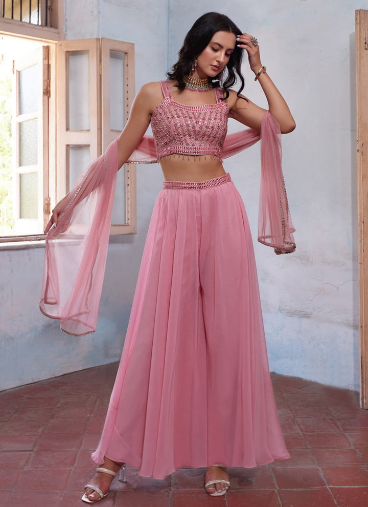 Baby Pink Elegant Wedding Lehenga Set with Dupatta