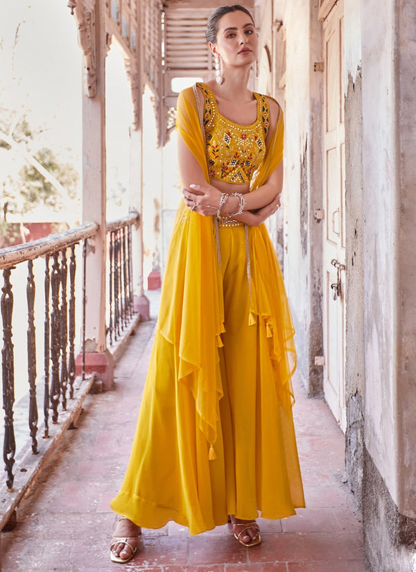 Marigold Yellow Elegant Wedding Lehenga Set with Dupatta