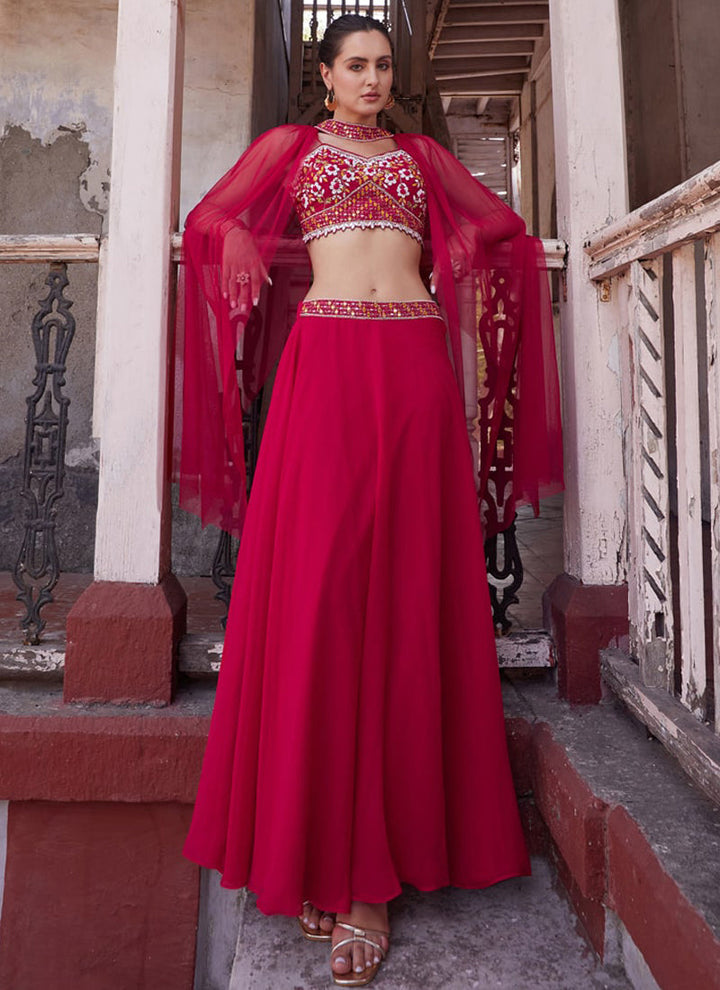 Rani Pink Elegant Wedding Lehenga Set with Dupatta