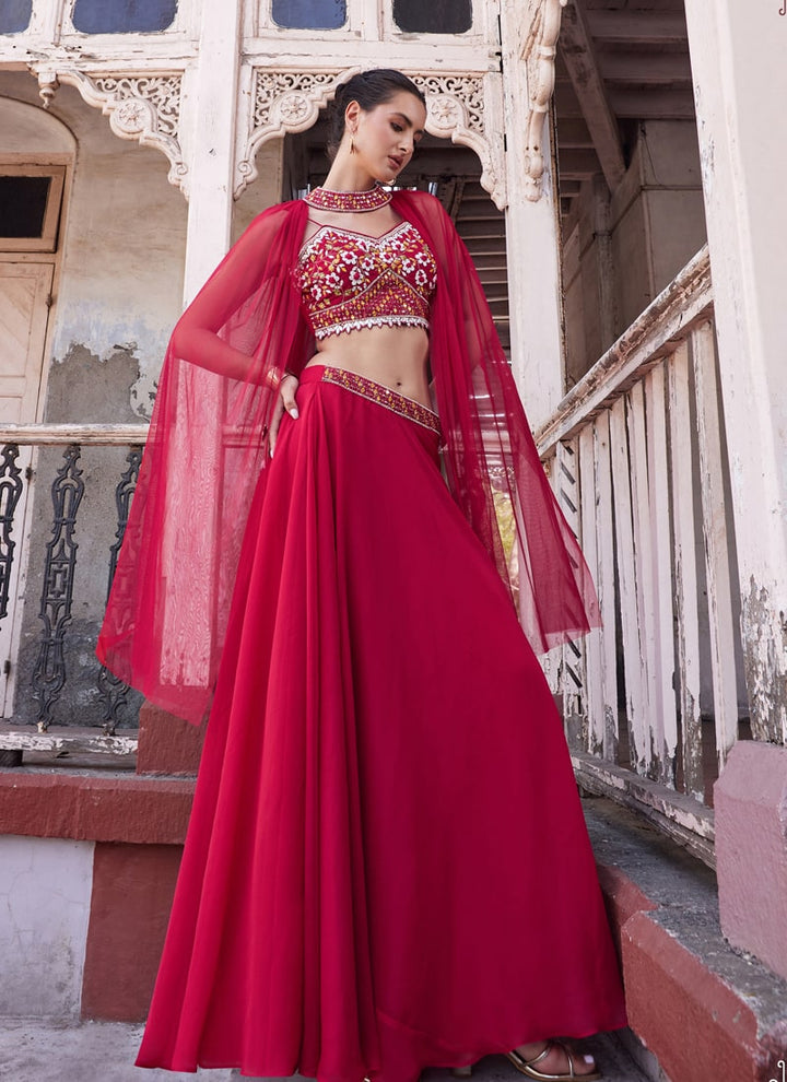 Rani Pink Elegant Wedding Lehenga Set with Dupatta