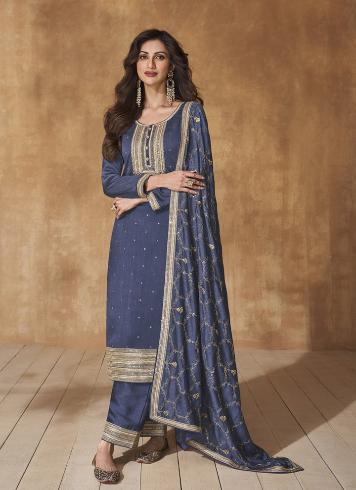 Lassya Fashion Midnight Blue Elegant Premium Silk Salwar Suit Set