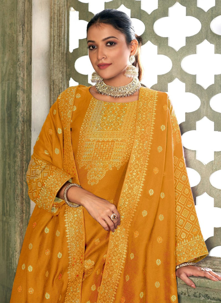 Lassya Fashion Turmeric Yellow Designer Straight Salwar Suit in Pure Viscose Pashmina