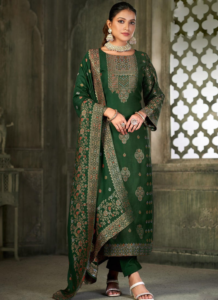 Lassya Fashion Olive Green Designer Straight Salwar Suit in Pure Viscose Pashmina