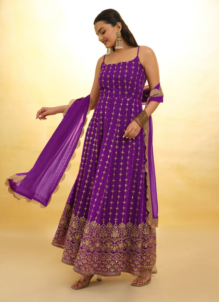 Lassya Fashion Blue Berry Embroidered Anarkali Suit Exquisite Detailing Throughout