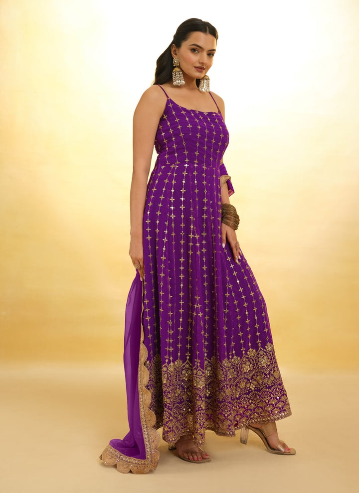 Lassya Fashion Blue Berry Embroidered Anarkali Suit Exquisite Detailing Throughout