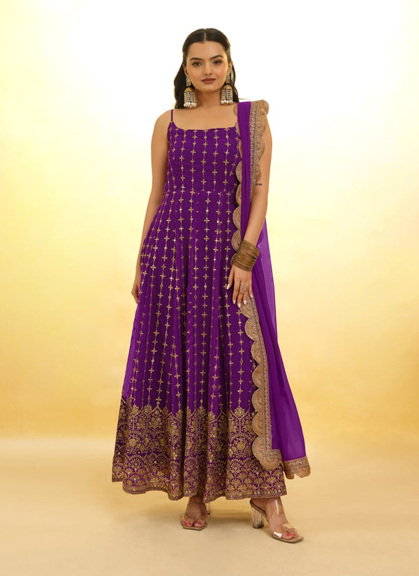 Lassya Fashion Blue Berry Embroidered Anarkali Suit Exquisite Detailing Throughout