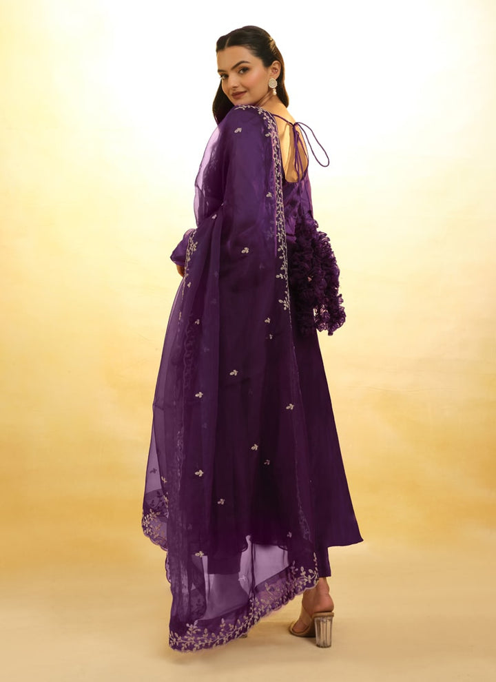 Lassya Fashion Purple Wine Embroidered Anarkali Suit Exquisite Detailing Throughout