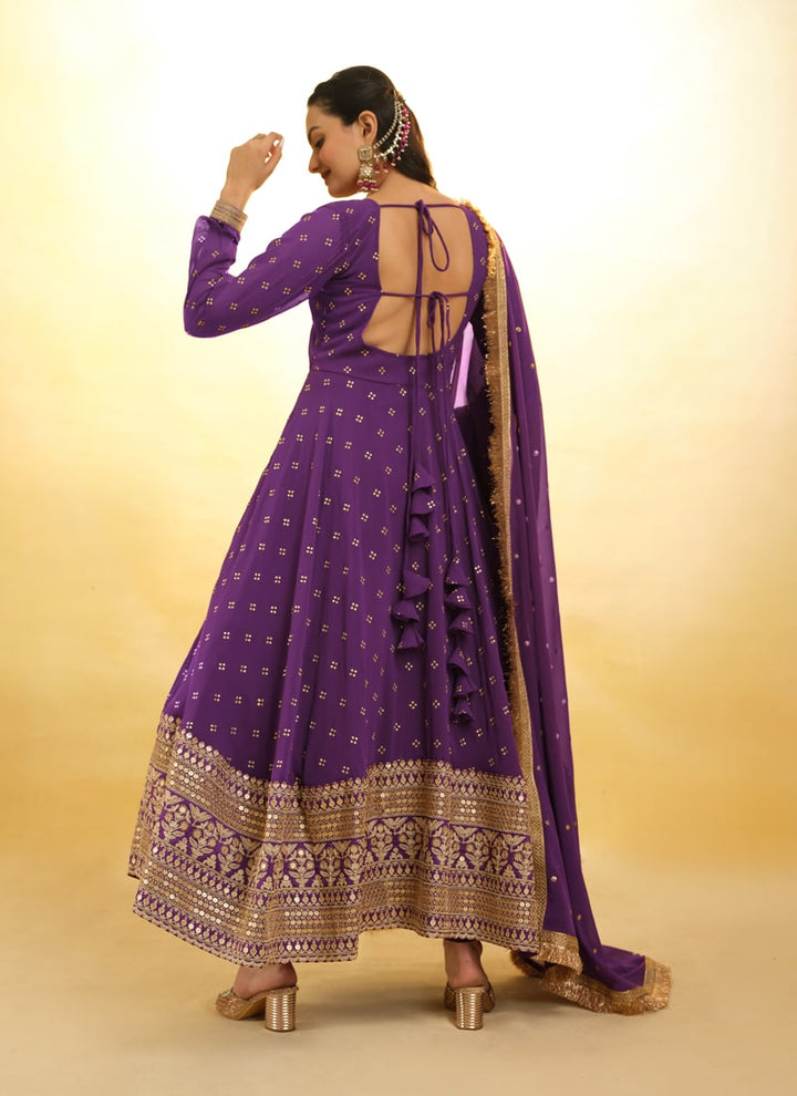 Lassya Fashion Purple Grape Embroidered Anarkali Suit Exquisite Detailing Throughout