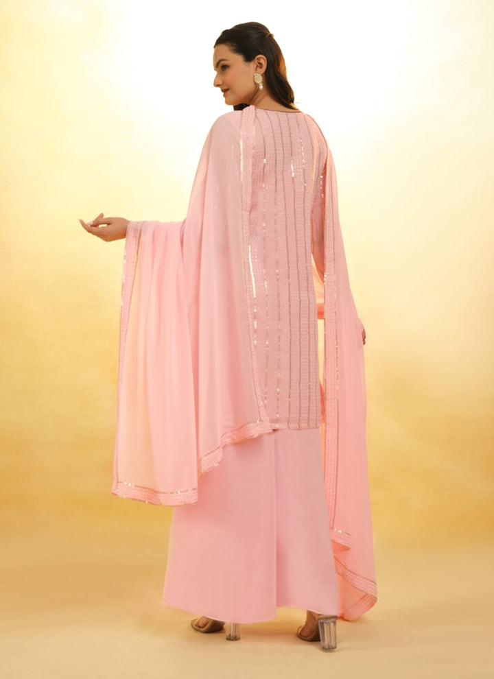 Lassya Fashion Light Hot Pink Embroidered Anarkali Suit Exquisite Detailing Throughout