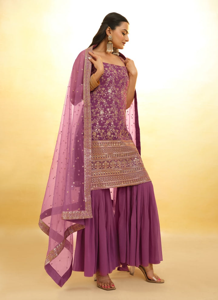 Lassya Fashion Deep Pink Embroidered Anarkali Suit Exquisite Detailing Throughout