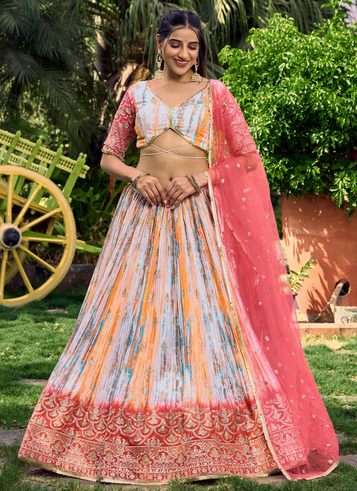 Lassya Fashion Pink Festive Lehenga Digital Print Meets Zari & Sequin Elegance