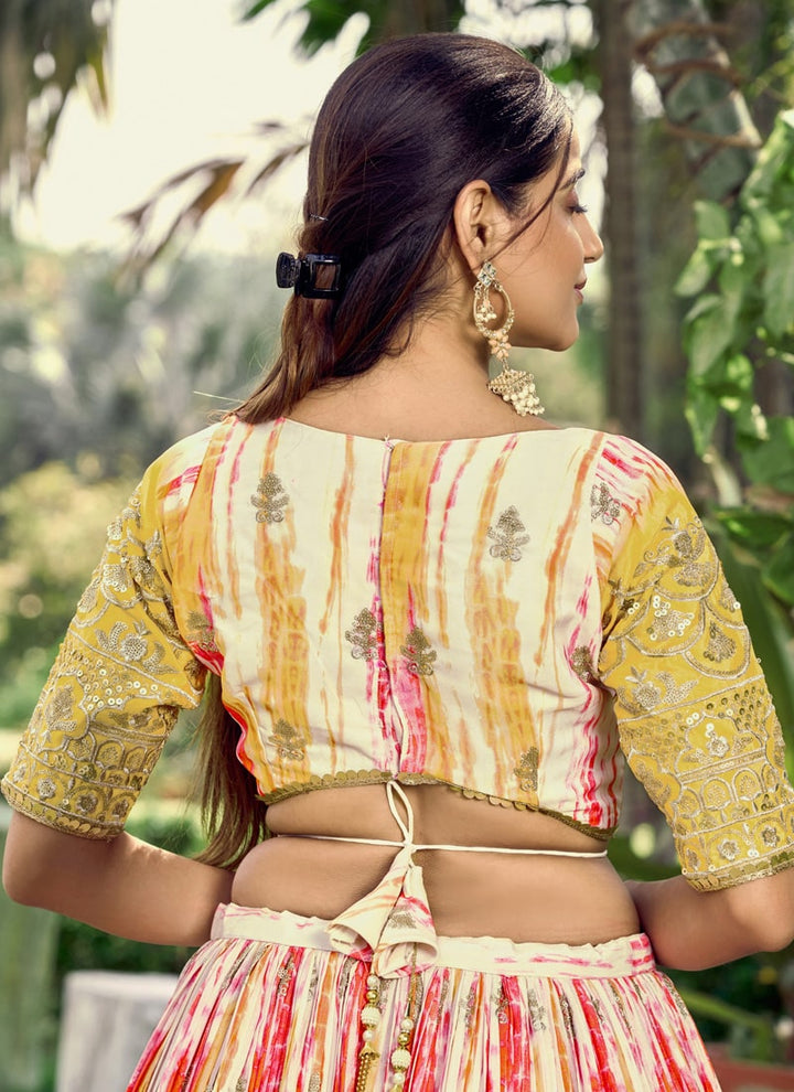 Lassya Fashion Mustard Yellow Festive Lehenga Digital Print Meets Zari & Sequin Elegance