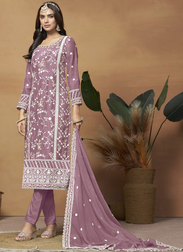 Lassya Fashion Pink Breezy Elegance Soft Organza Straight Salwar Suit