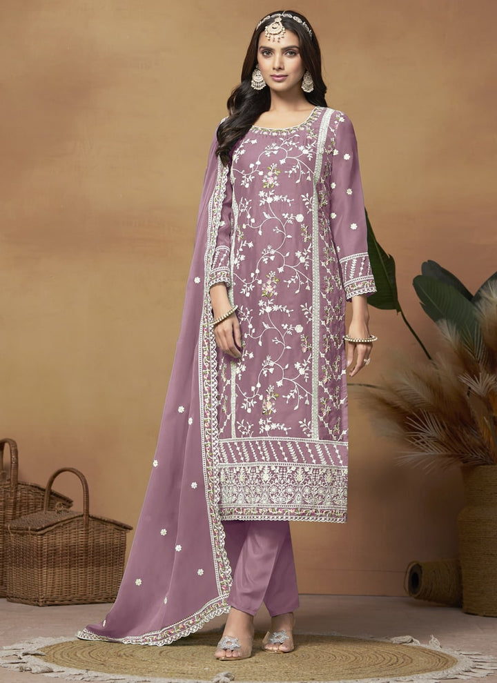 Lassya Fashion Pink Breezy Elegance Soft Organza Straight Salwar Suit