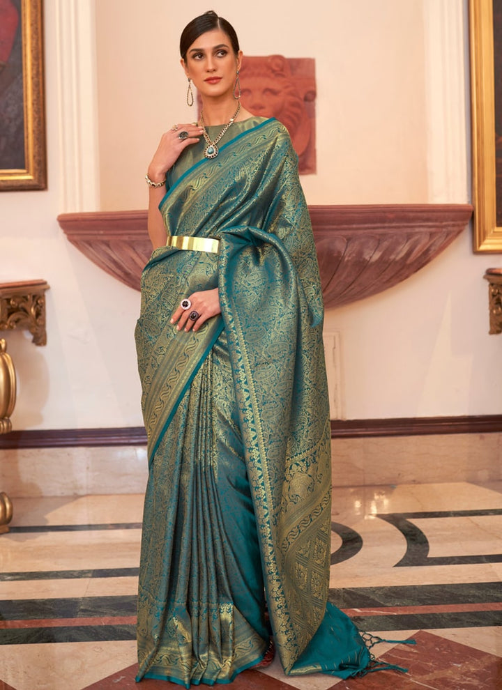 Lassya Fashion Teal Green Handloom Silk Saree-Classic Elegance