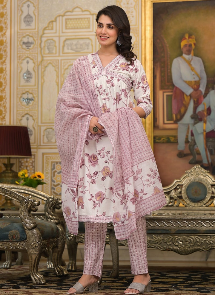 Lassya Fashion White Straight Salwar Suit Collection with Bandhani and Embroidery