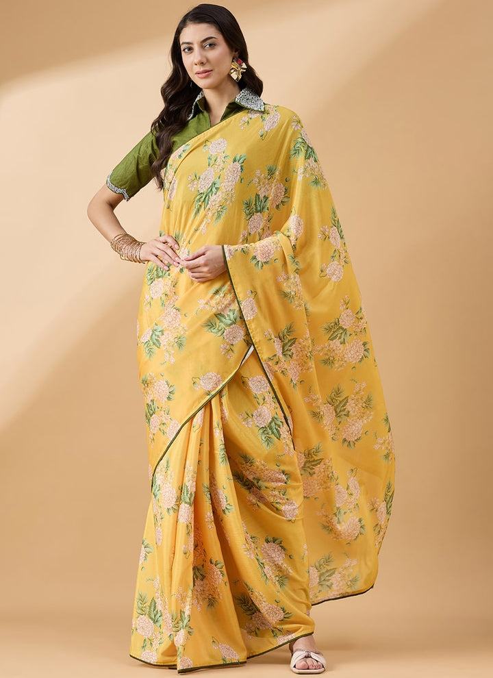 Lassya Fashion Yellow Festive Wear Saree with Sequence Work