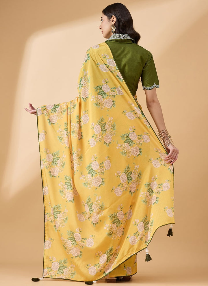 Lassya Fashion Yellow Festive Wear Saree with Sequence Work