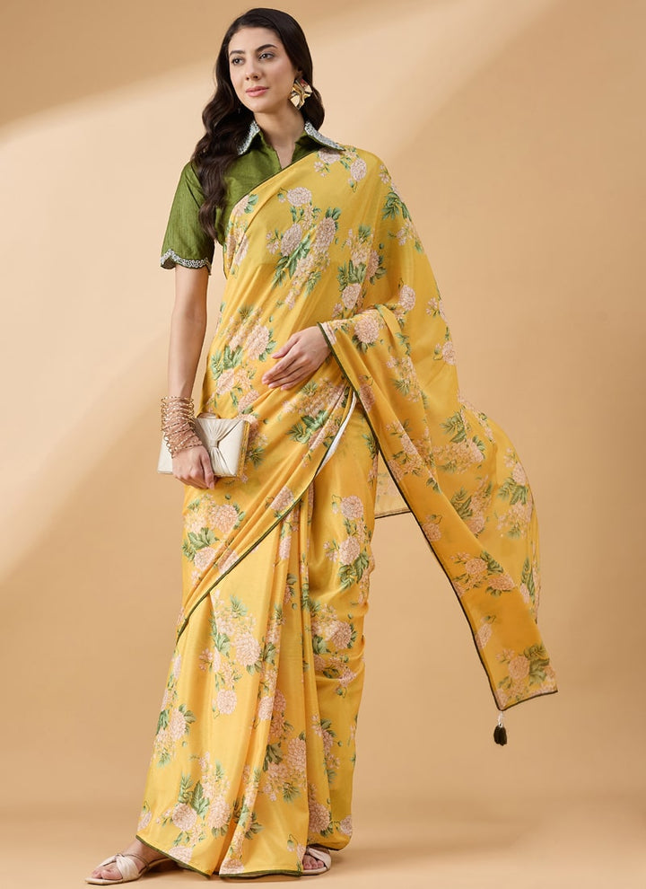 Lassya Fashion Yellow Festive Wear Saree with Sequence Work