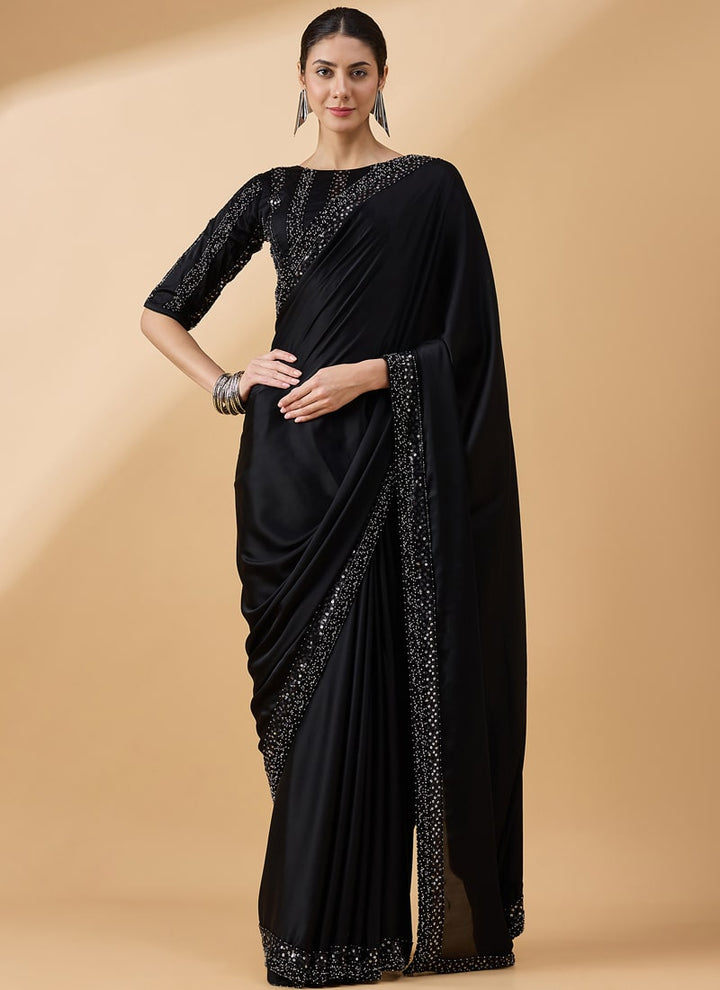 Lassya Fashion Black Festive Wear Saree with Sequence Work