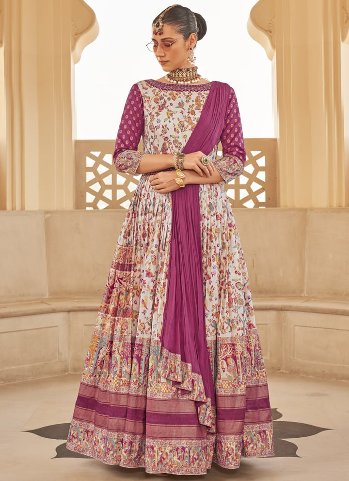 Lassya Fashion Magenta Pink Couple Bridal and Groom Lehenga and Kurta Set with Foil Print