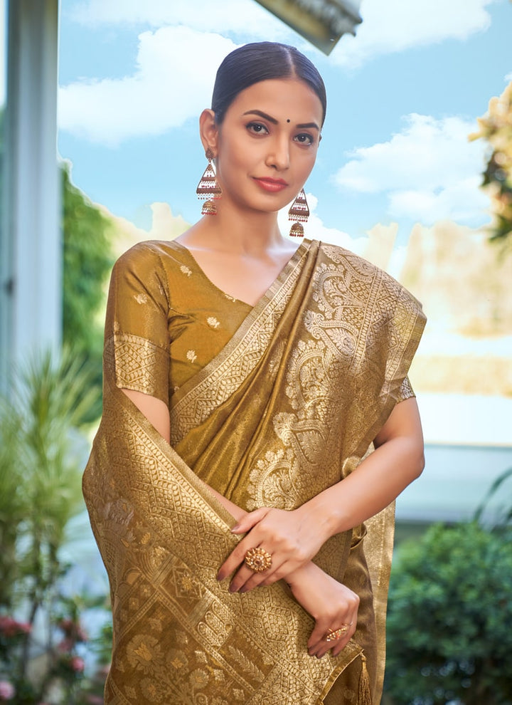 Lassya Fashion Mustard Simar Silk Festive Wear Saree with Matching Blouse