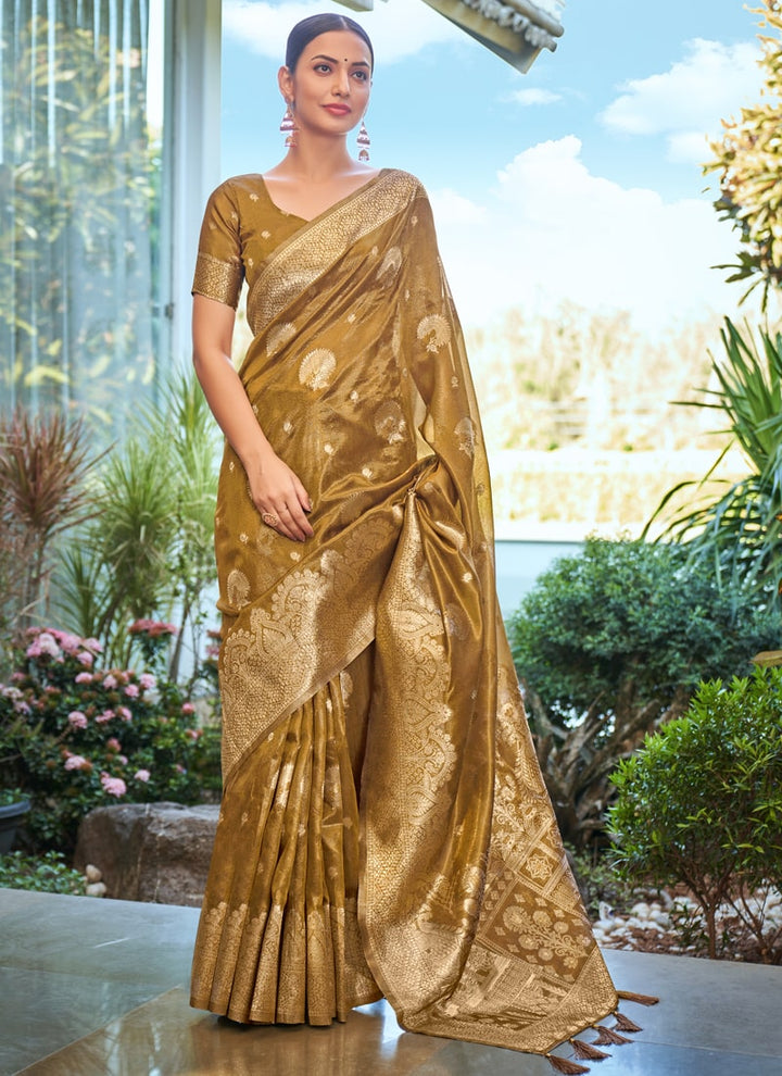 Lassya Fashion Mustard Simar Silk Festive Wear Saree with Matching Blouse