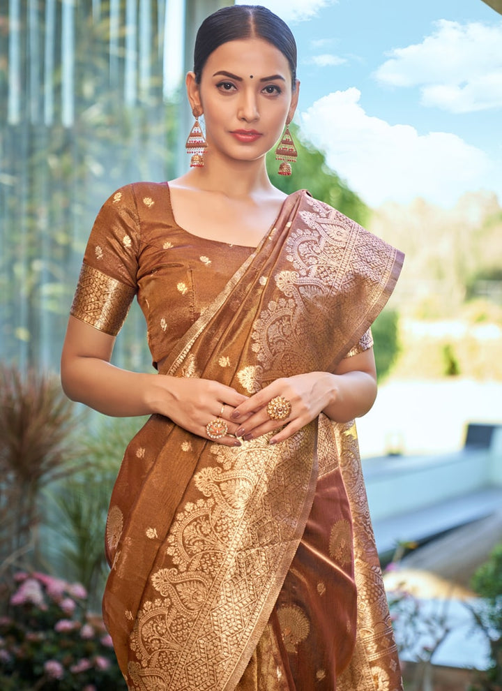 Lassya Fashion Brown Simar Silk Festive Wear Saree with Matching Blouse