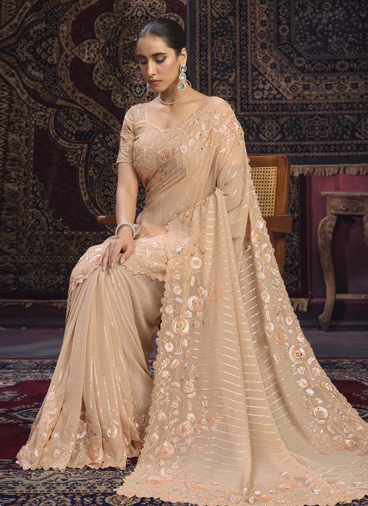 Lassya Fashion Peach Glamorous Partywear Saree