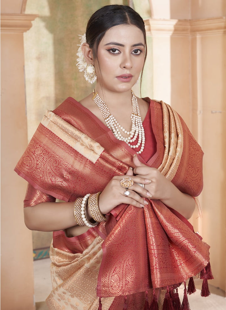 Lassya Fashion Red Classic Kanjivaram Silk Saree